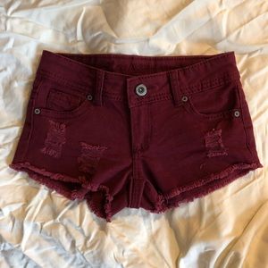 Blue Asphalt Distressed Stretch Denim Shorts, Sz 0